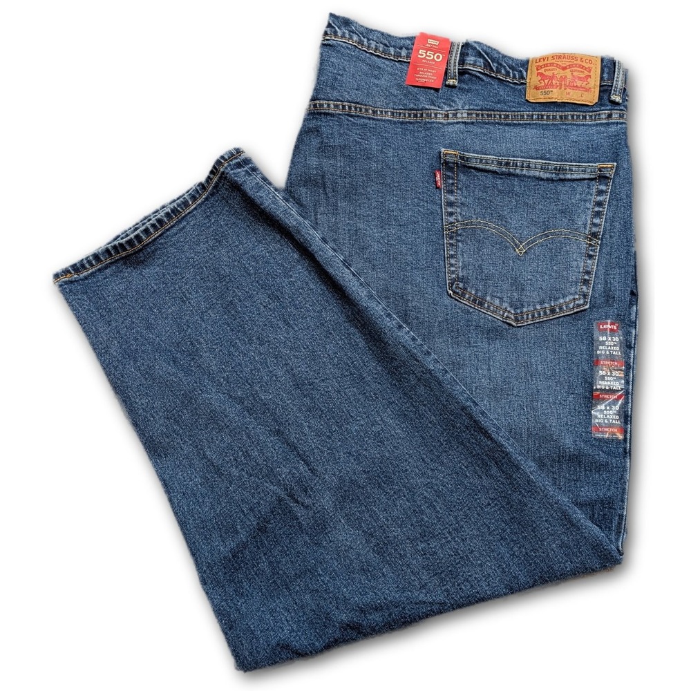 Levi's Mens Jeans 550 Blue 58x30 Relaxed Fit Big & Tall Stretch Denim Medium &